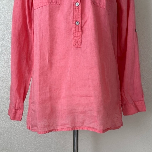 Old Navy Linen Blend Pink Long Sleeves Popover Top, Sz Small - Picture 4 of 12